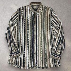 VTG Coogi 3D Knit Button Sweater‎ Men's XL 90s Hip-Hop Biggie Shirt Nouveau